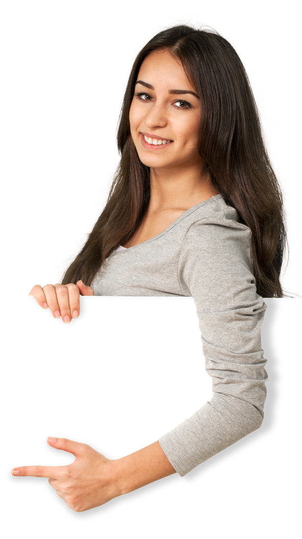 Young Woman with a Blank Empty Banner